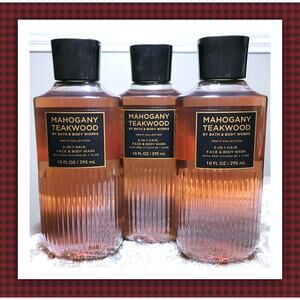 Bath & Body Works Mahogany Teakwood Men's 3-in-1 Hair Face Body Wash Gel x3